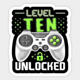 Level 10 Unlocked Video Gamer 10th Birthday Sticker